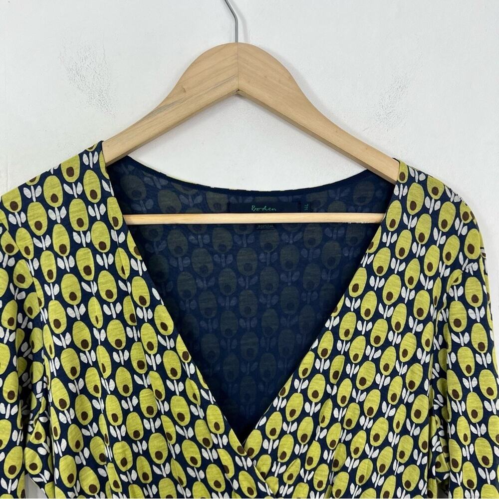 Boden Double Layer Surplice Faux Wrap Olive Avocado V-Neck Dress Size 10 Long - Picture 3 of 14